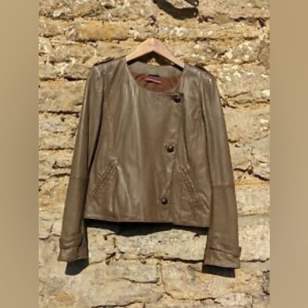 Comptoir des Cotonniers 'Julia' Women's Brown Leather Biker Jacket Size L